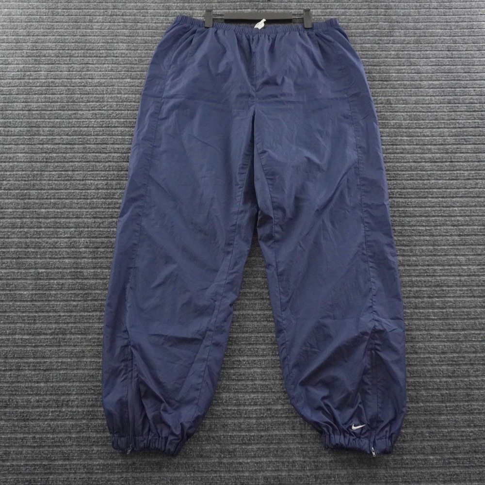 Vintage 90s Nike Track Pants Youth XL Navy Blue Windbreaker Swoosh Logo